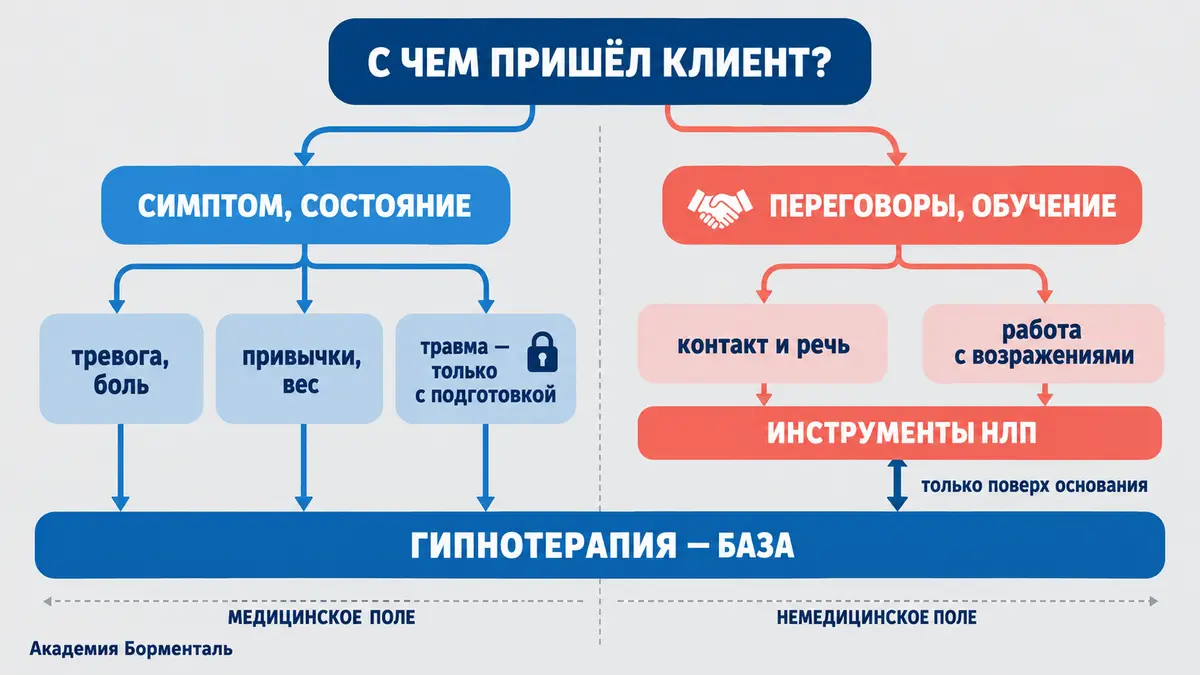Дерево решений: что выбрать для практики, гипноз и НЛП, в зависимости от запроса клиента