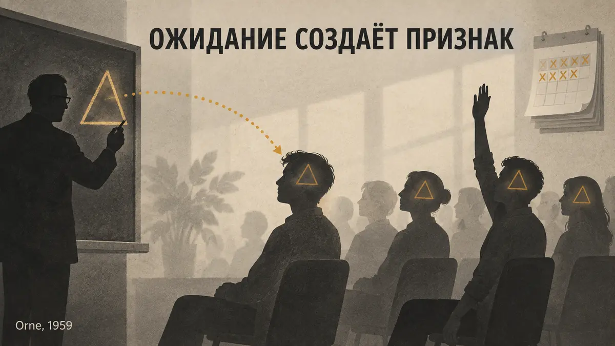 эксперимент Орна 1959: ожидания формируют признаки гипнотического транса