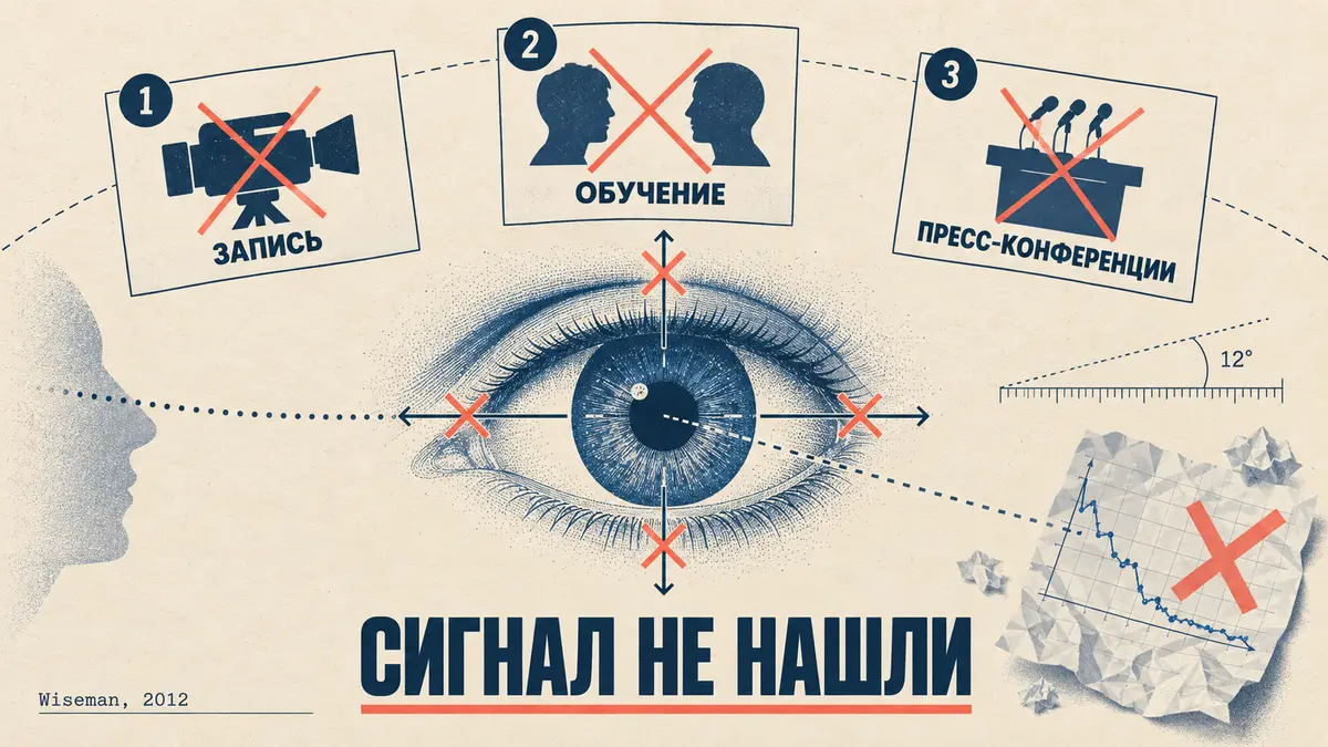 Иллюстрация к эксперименту о глазных сигналах в НЛП: три исследования не подтвердили связь взгляда и лжи