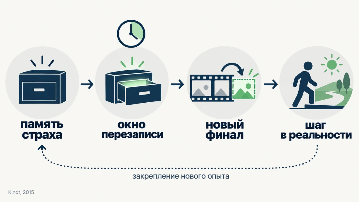 Механизм работы гипноза при фобиях: активация памяти страха, окно перезаписи, новый опыт