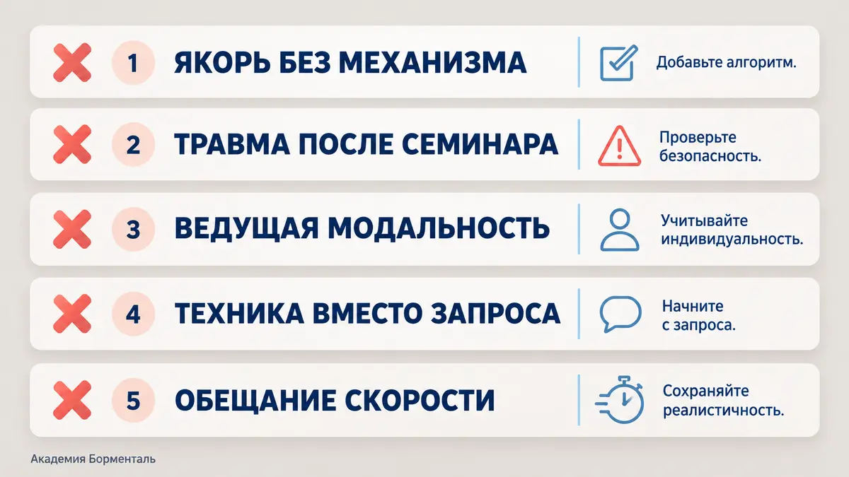 Пять частых ошибок специалистов, которые смешивают гипноз и НЛП в практике