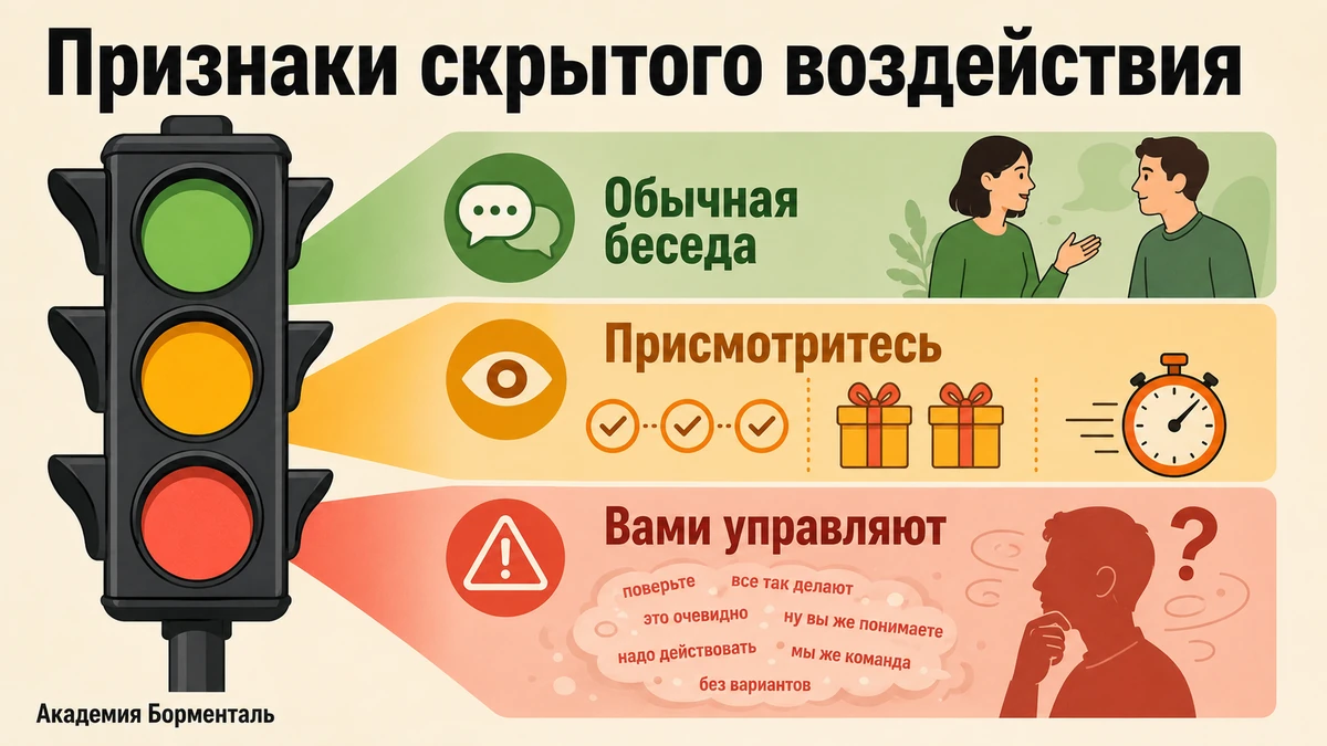 Пять признаков скрытого речевого воздействия в разговоре: чек-лист для самопроверки