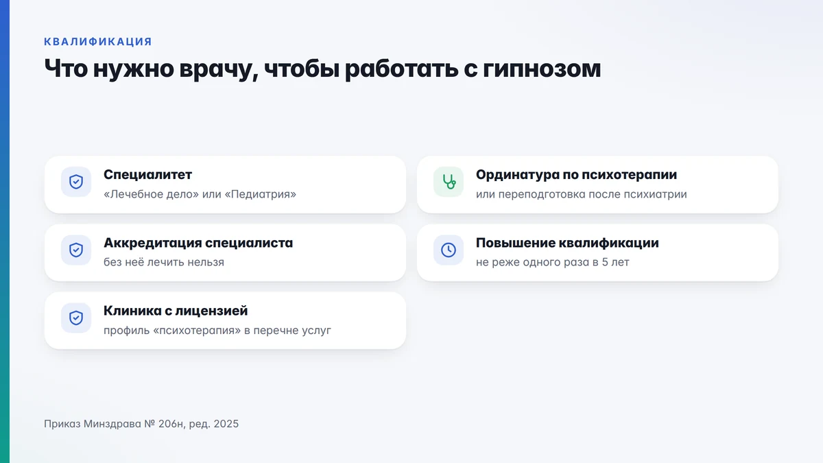 психотерапевт-гипнолог: путь к специальности «Психотерапия» по приказу Минздрава 206н